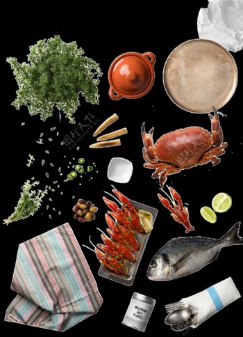 烹饪海鲜食材png透明素材
