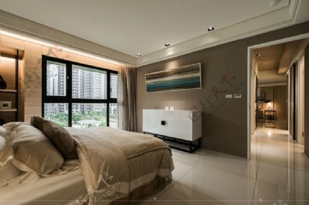 现代时尚卧室白色壁灯室内装修效果图