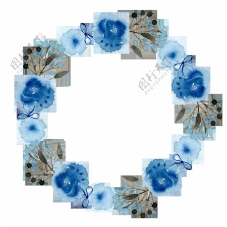 冰蓝花圈透明装饰素材