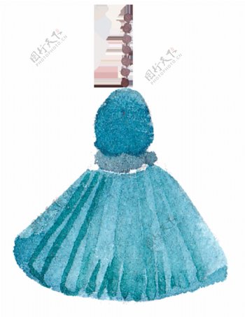 冰蓝裙子透明装饰素材