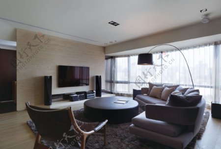 简约现代客厅皮质沙发效果图