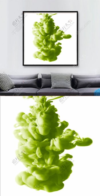方图绿色创意客厅装饰画