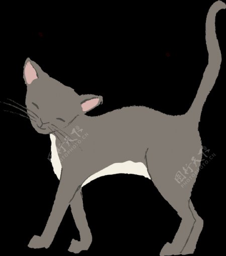 褐色行走中的卡通小猫透明猫咪素材