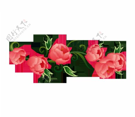 红色海棠花png元素
