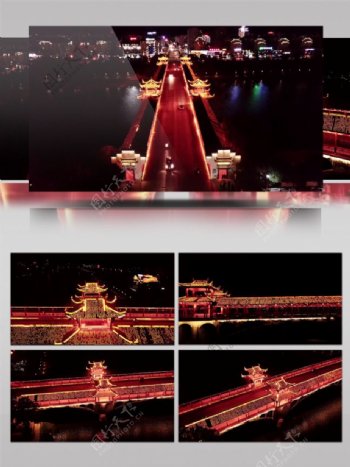 江西婺源景观桥夜景视频素材