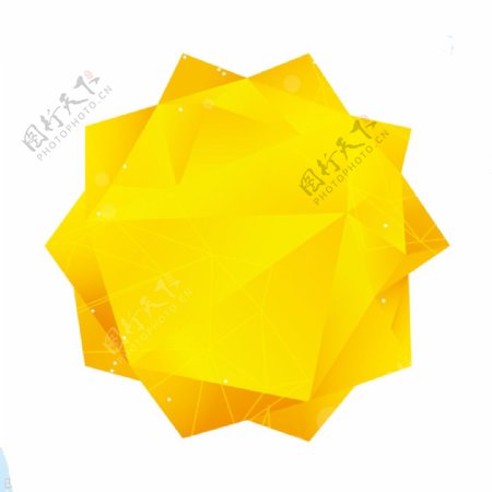 黄色几何体png元素