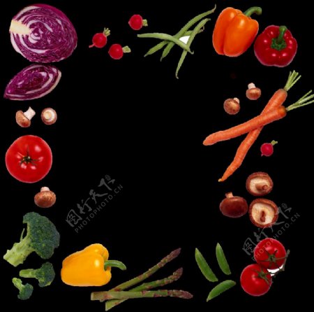 蔬菜食材花纹边框PNG元素