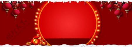 春节红色灯笼banner背景