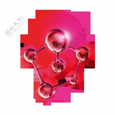红色分子结构png元素