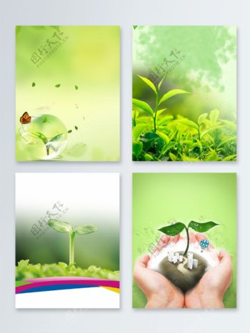 环境保护绿色小苗发芽广告背景