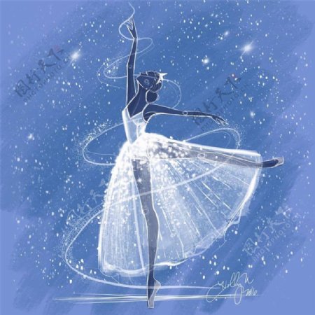白色梦幻芭蕾舞裙设计图