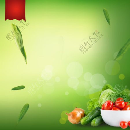 绿色厨房背景主图设计