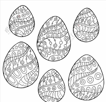 复活节线描鸡蛋