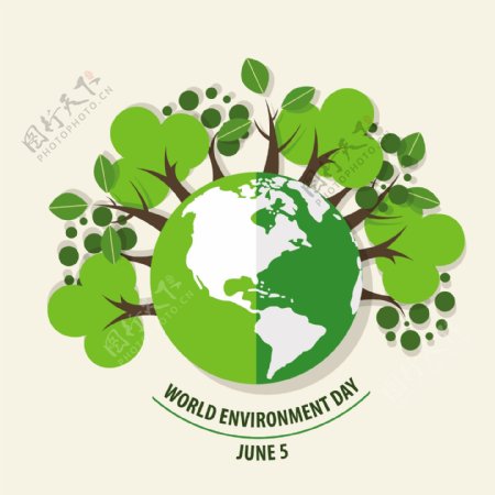 世界環境日概念綠色生態地球矢量圖