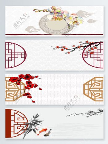 矢量古典水墨传统花纹中国风背景