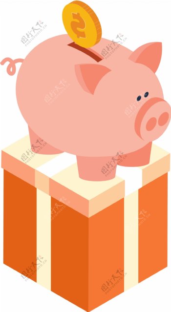 小猪存钱罐和礼盒