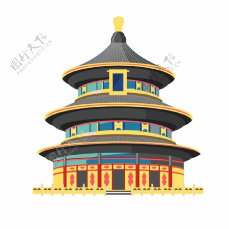 北京天坛建筑卡通元素
