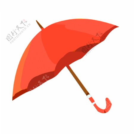 一把撑开的红色雨伞卡通元素