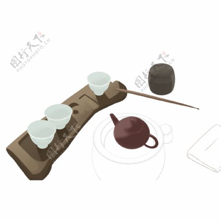 中国风功夫茶茶杯茶壶设计可商用元素