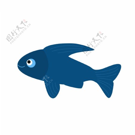 蓝色卡通一条鱼设计可商用元素