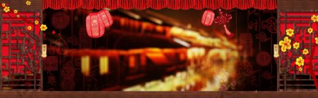 灯笼花枝中国风春节背景素材
