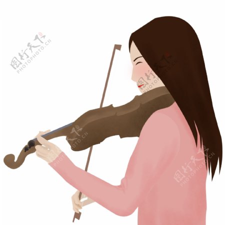 温婉拉小提琴少女装饰元素
