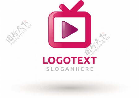 粉红色电视标志logo模板