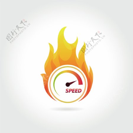 车速表速度抽象火焰logo模板