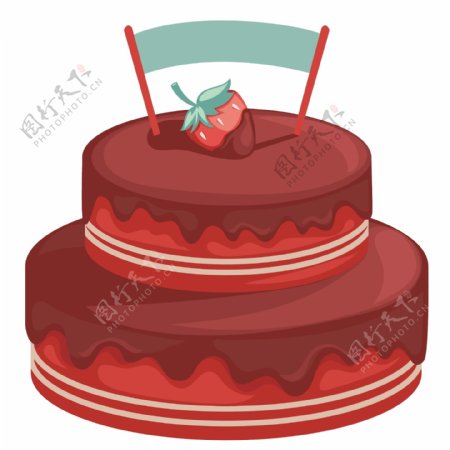 卡通红色蛋糕矢量元素
