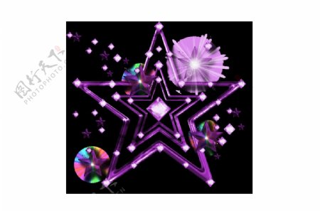梦幻紫色五角星宝石png元素