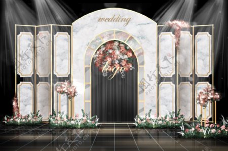 欧式拱门舞台造型婚礼效果图