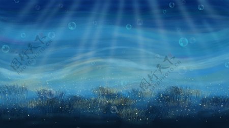 阳光照射的海底世界卡通背景