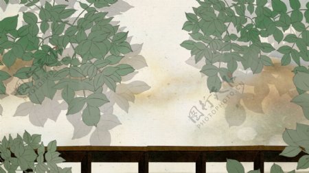 手绘树叶植物背景素材