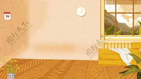 黄色机理温馨客厅背景彩绘设计