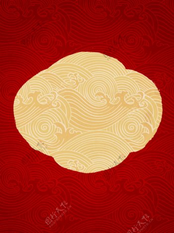 水彩中国风新年吉祥红色水波纹背景