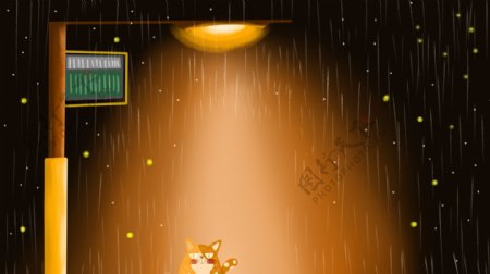 雨夜路灯广告背景