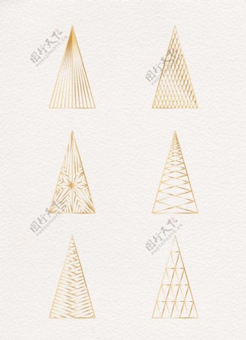 金色创意圣诞树几何图案设计
