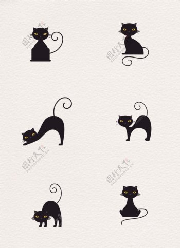 6款万圣节黑猫素材设计