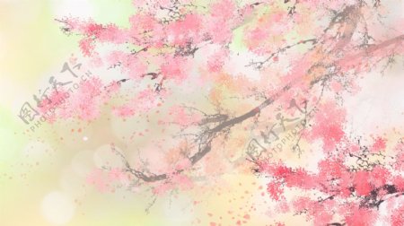 粉色樱花花枝卡通背景