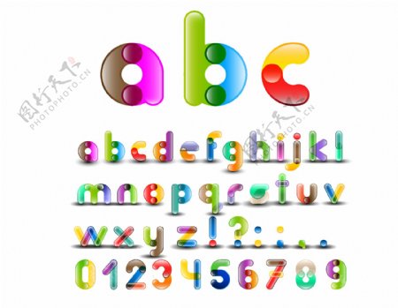 彩色艺术字母与数字