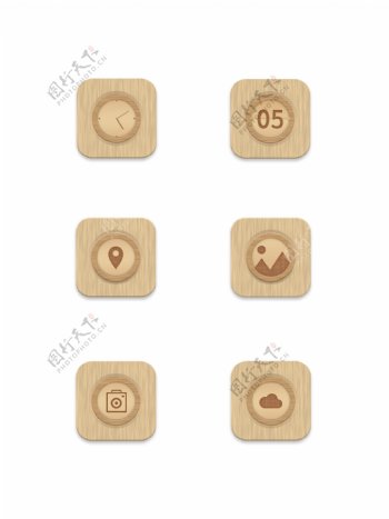 简约木纹手机主题图标icon设计