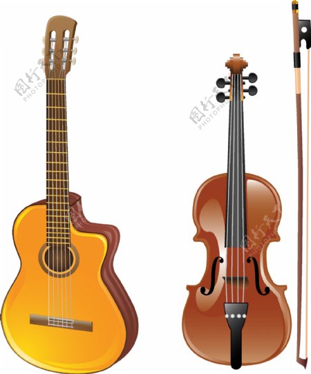 小提琴和吉他矢量图