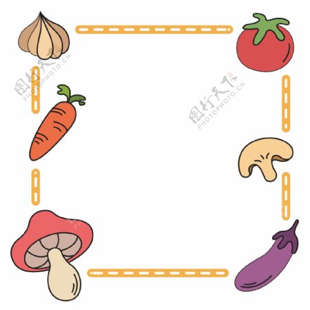 彩色少儿卡通蔬菜简笔画元素手抄报边框