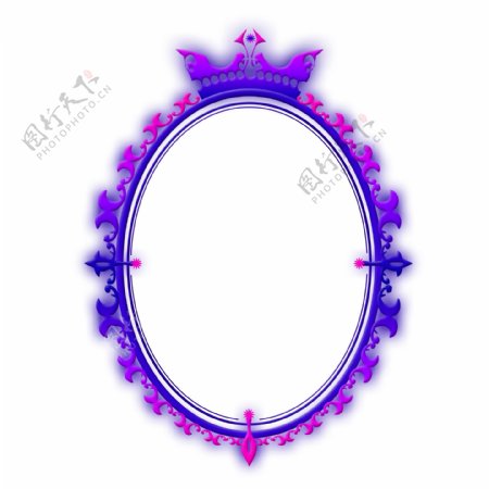 欧式皇冠迷幻紫边框之魔镜矢量可商用素材