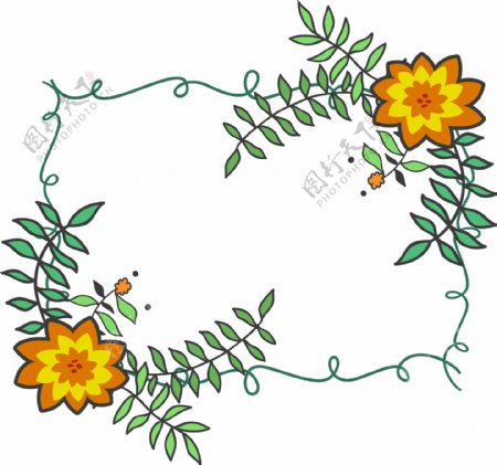 手绘矢量植物花朵边框元素
