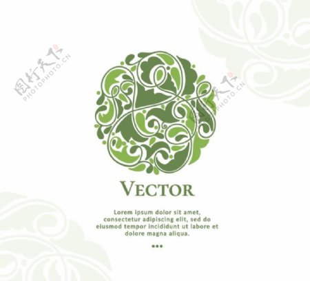 绿色圆形花卉绿植园林logo
