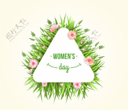 创意妇女节三角标签花卉标签素材