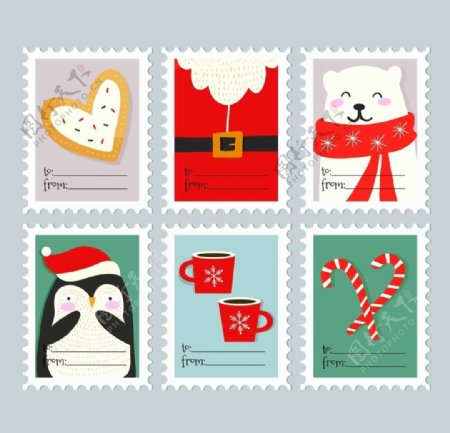矢量圣诞节邮票