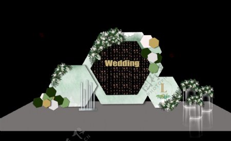 婚礼现场效果图白绿色