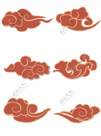 手绘古典中国风祥云装饰图案可商用元素
